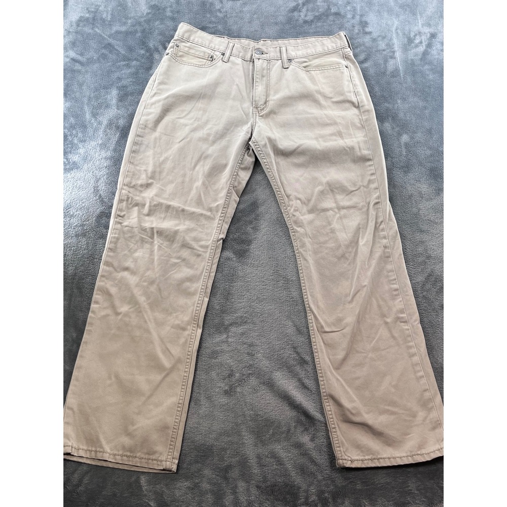 Levis‎ 514 Straight Fit Khaki Tan Pants Mens 36x32 Cotton Twill 00514-0407